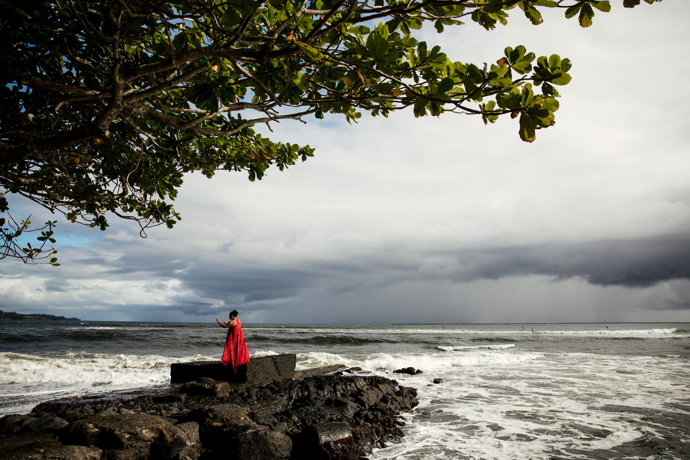 Hula practioner by the ocean