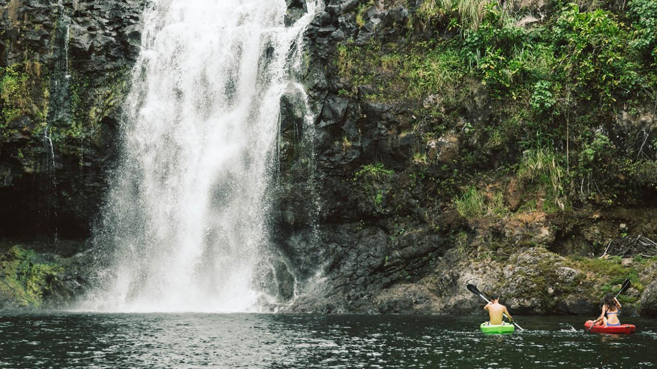 Waterfal with kayakers