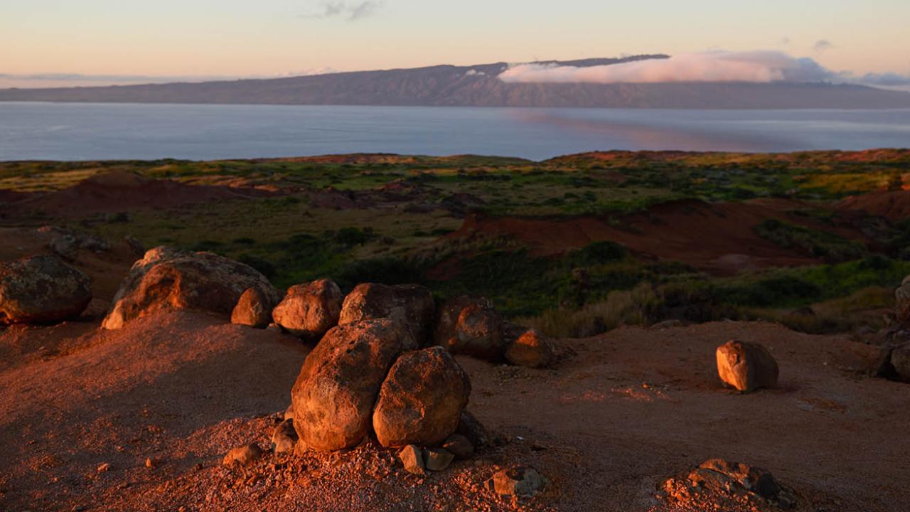 Lanai rocky landscape at dusk
