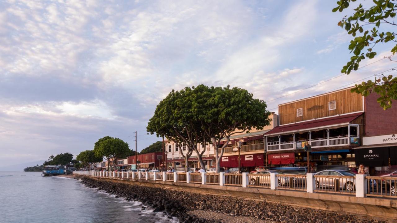 Lahaina town shot on ocean