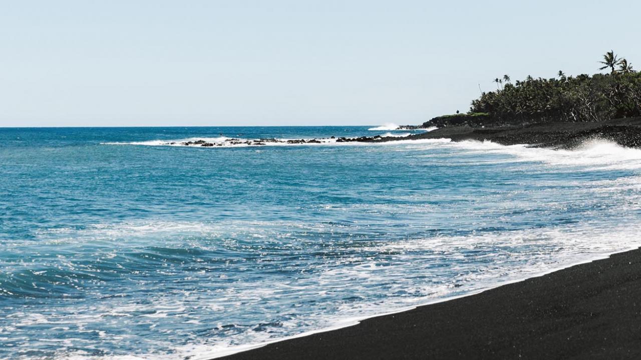 island of Hawaii black sand coastline