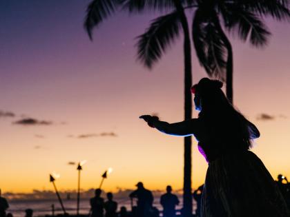 Hula performance at sunset