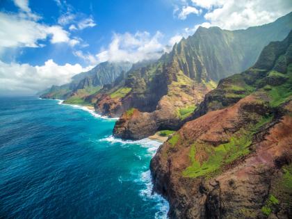 Helicopter tour flies along the Napali Coast