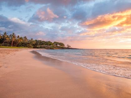 Island of Hawaii beach at sunset 