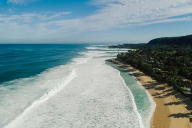 Aerial view of north Oahu shoreline