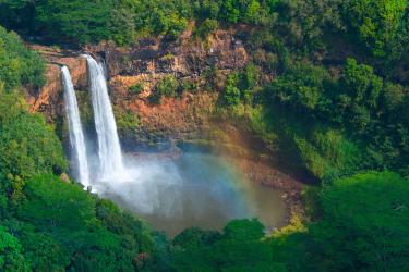 Wailua Falls with Rainbow mist