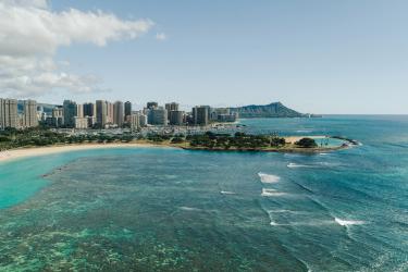 Oahu ocean and skyline with Diamond Head